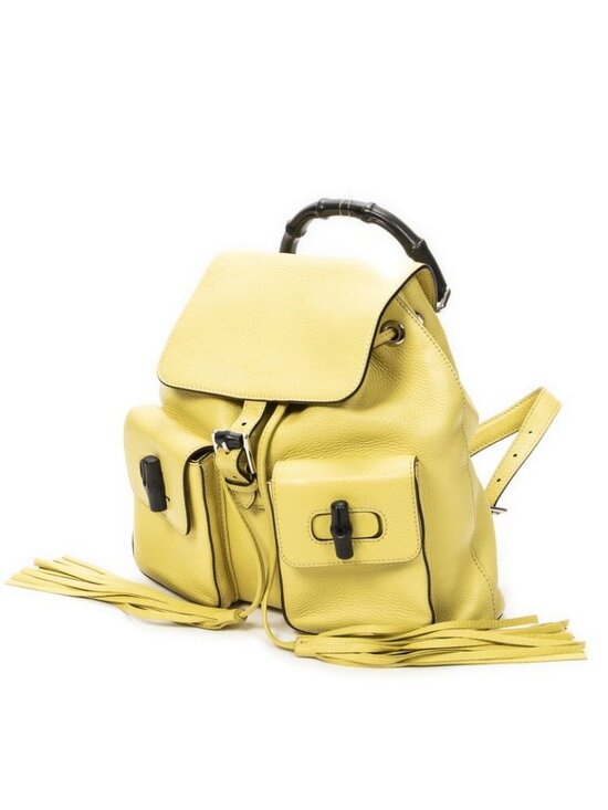 Gucci Bamboo Backpack Tassel Yellow Grain Calfskin Leather main image 8